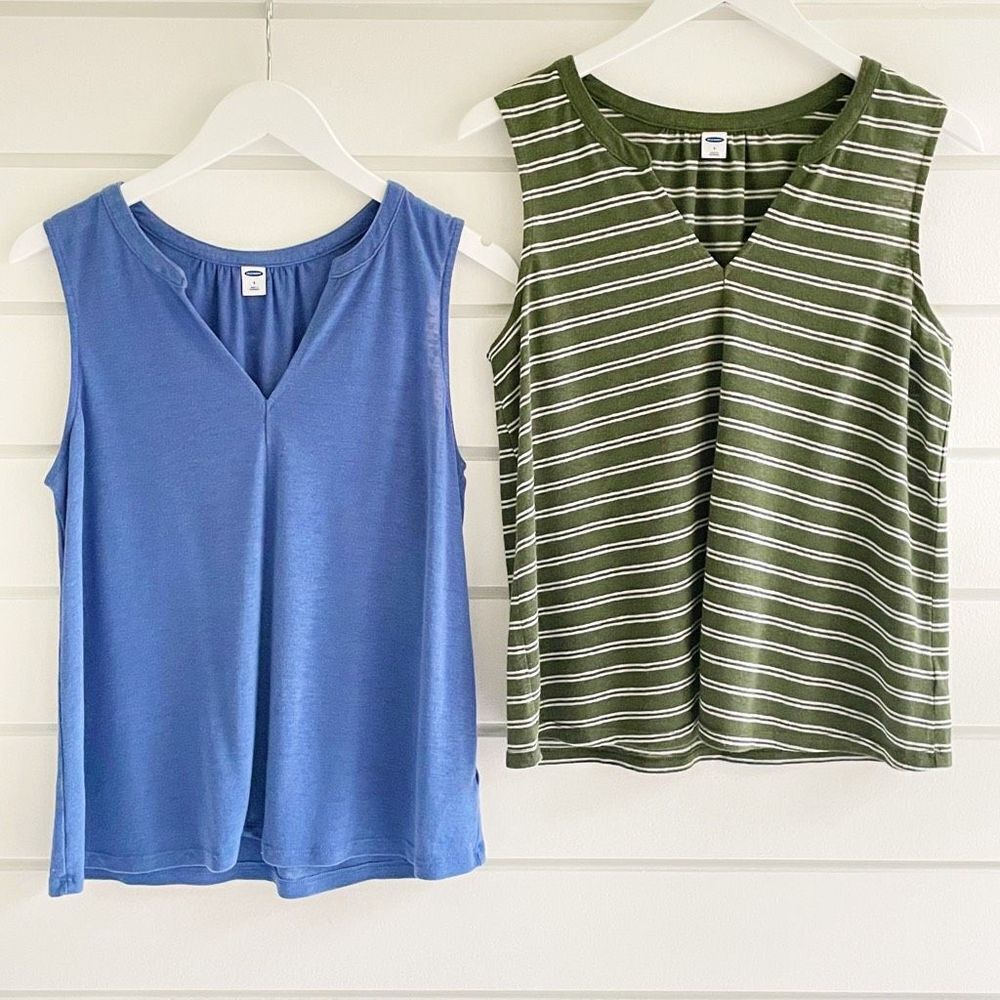 Old Navy Women’s Linen Blend Sweater Style Split Neck Sleeveless Tops Small